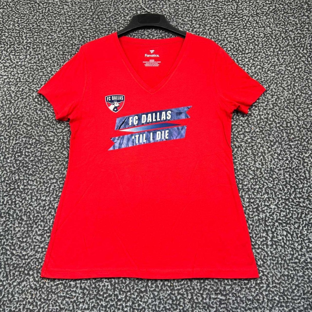FC Dallas Shirt Women Medium Red Fanatics Short‎ Sleeve V Neck Cotton New M